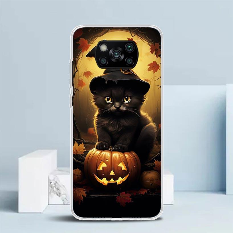 

Black Kitten Halloween Pumpkin Phone Case For Xiaomi Poco F7 Ultra X5 X6 X7 Pro M7 Redmi 15C 15 13C 13 12C 12 10C 10 10A 9 9C 9A Xiaomi Poco X7