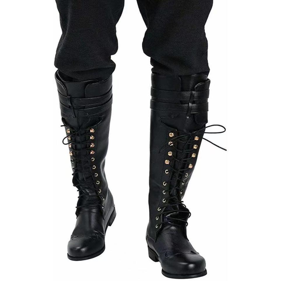New European and American Retro Lace-up Motorcycle Boots Plus Size Men's Locomotive Boots