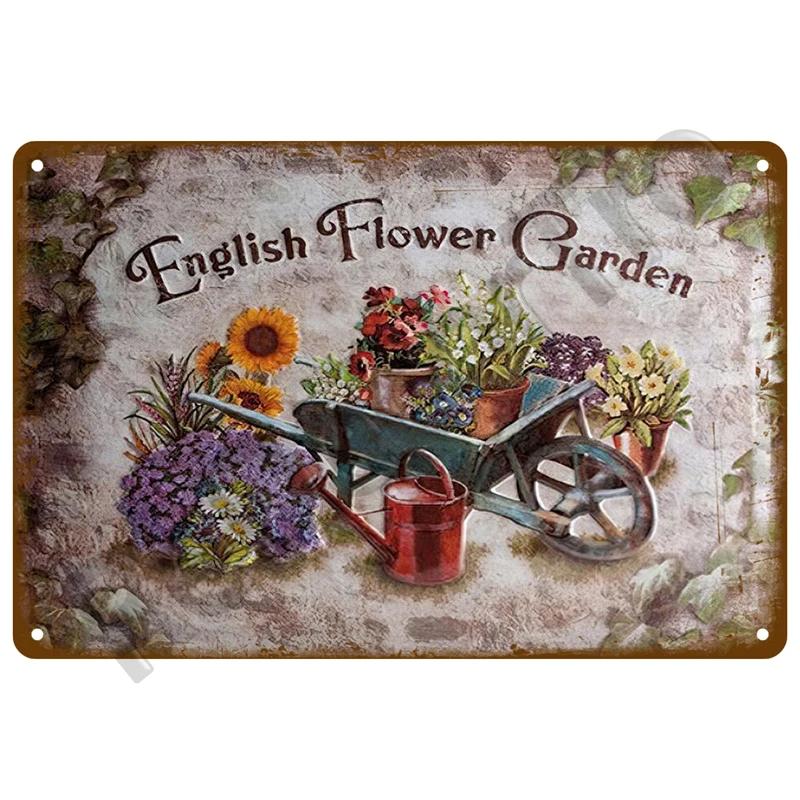 Retro Sign Home For Garden Outdoor Gardening Flowers Vintage Metal Sign Funny Plants Wall Decor Home Sweet Tin Sign Farm Birds