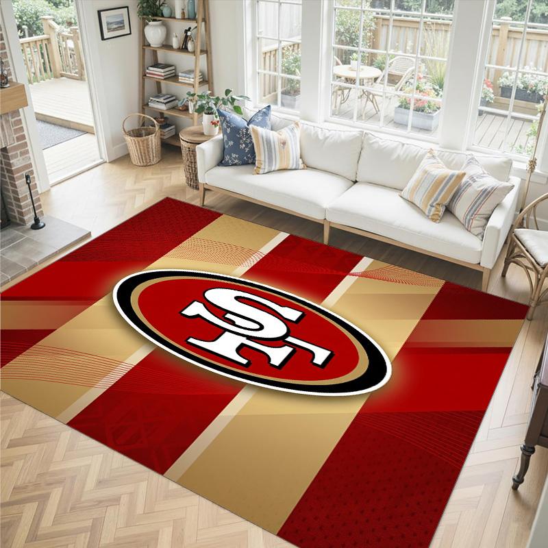 San Francisco 49ers Design Kristall Samt Teppich Gemütlich Nicht?Rutschfester Teppich mit Aufdruck für Schlafzimmer Wohnzimmer Eingang
