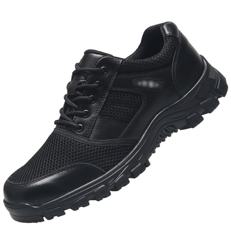 Spring and Autumn Black Training Outdoor Sports Training Leather Shoes Low Help Tooling Duty Shoes Soft Sole Patrol Security Shoes
