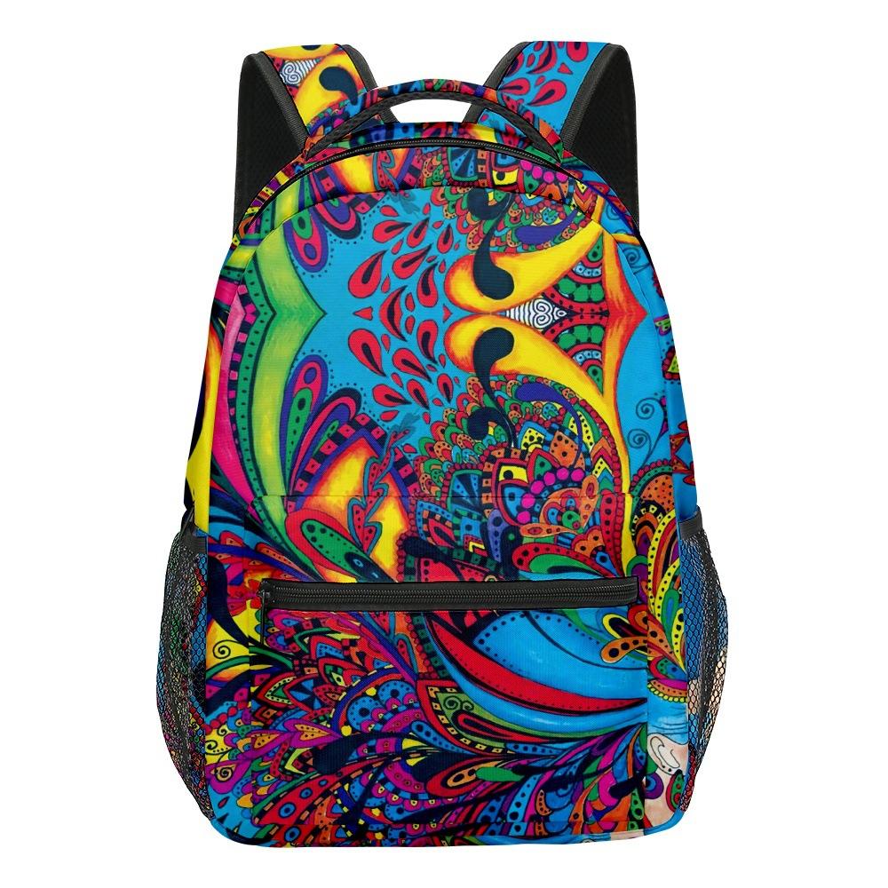 Fashion Novelty Cool Oil Painting Student Bookbag Notebook Backpacks 3D Print Oxford Waterproof Boys/Girls Travel Backpacks