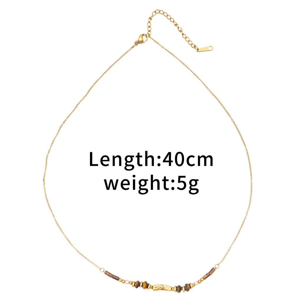 Meillard Nische Tigerauge 18k Titanstahl Halskette: Hochwertige vielseitige Pulloverkette für Damen