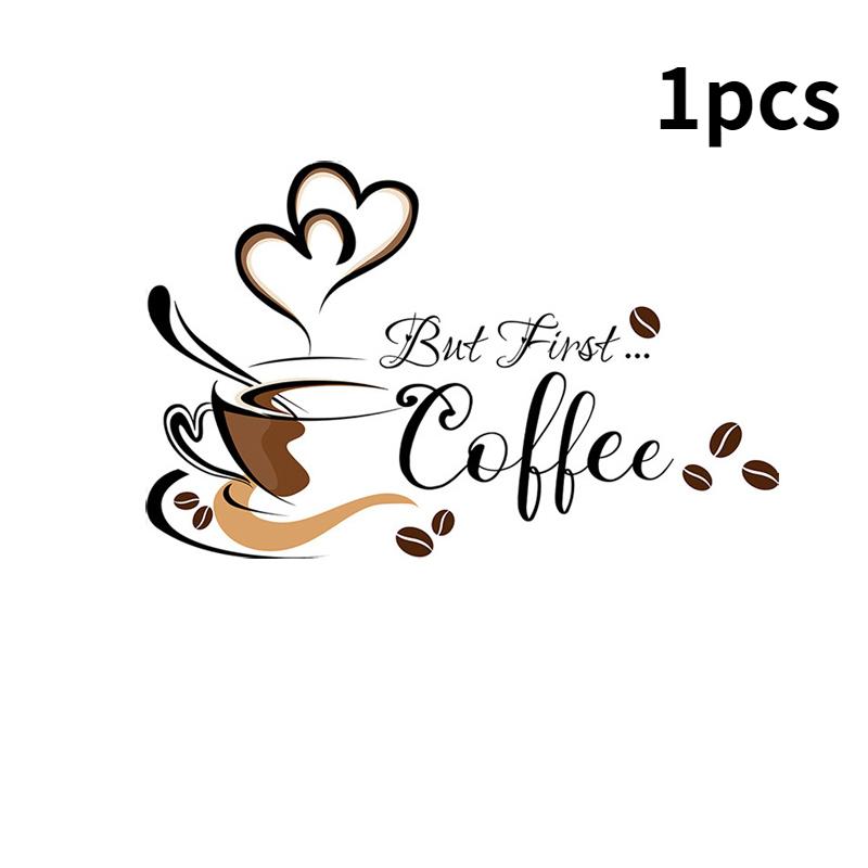 Adesivo Murale Tazza Da Caffè - Decorazione Da Parete Per Cucina, Bar E Ristorante - 31x18,7 Cm - Rimovibile In PVC