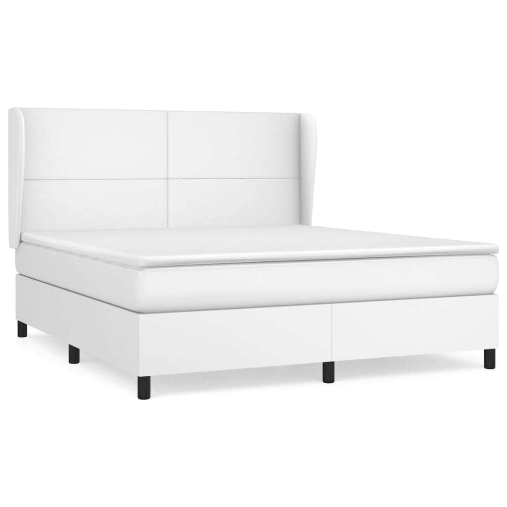 Box Spring Bed with Mattress White 180 x 200 cm Artificial Leather