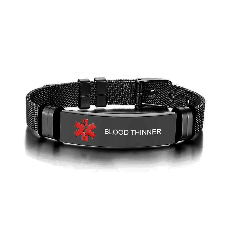 Męska biżuteria z alertem medycznym i spersonalizowane identyfikatory z grawerem Bransoletki Stal nierdzewna Opaska na nadgarstek Bransoletka Personalizowana Bangle awaryjne