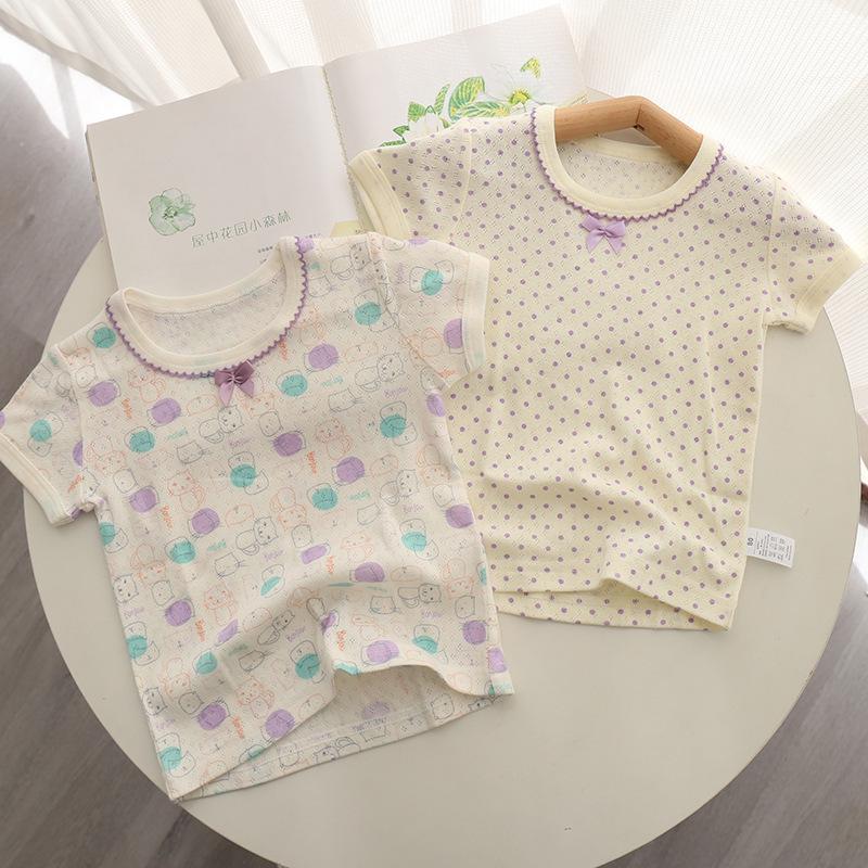 Japanese Style Girls Pure Cotton Short-Sleeve T-Shirt for Summer Wear