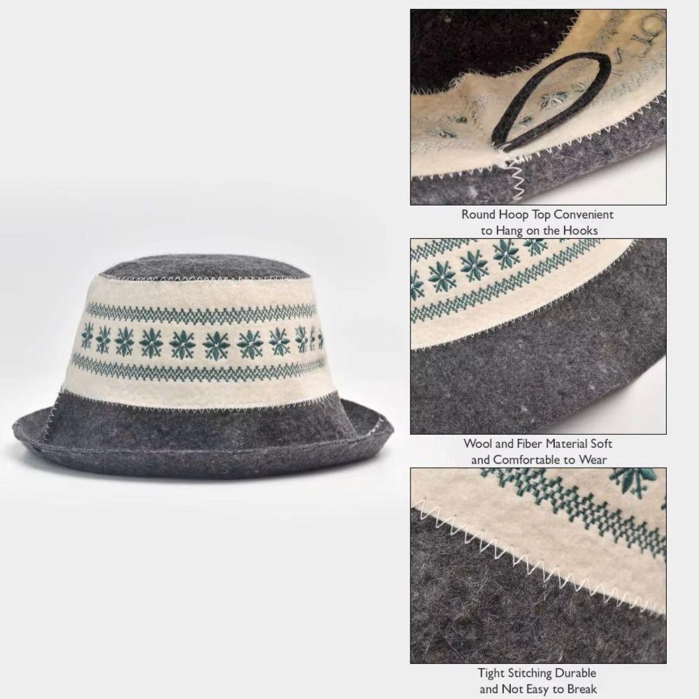 Embroidered Design Sauna Hat Heat Resistant Heat Resistant Cap Steam Room Hat Banya Use