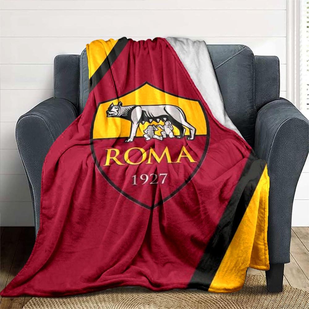 Coperta in Flanella con Stampa Logo AS Roma Alta Qualità Calda Confortevole Coperta per Tutte le Stagioni Perfetta per Regali Decorazione per la Casa
