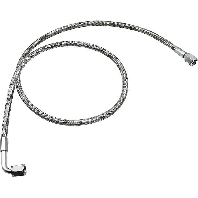 551871 4AN Turbo Oil Feed Line 12" Length Stainless Steel Braided AN4 90 Degree End Straight Hose End 4AN Pressure Stainless Remote Turbocharger Oil