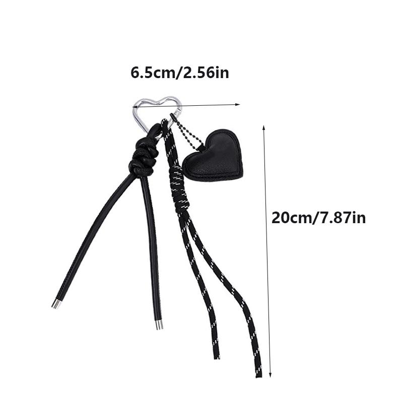 Yogodlns Heart Faux Leather Bag Charm Keychain Braided Rope Pendant Cute Charm Hanging Ornaments Accessory for Women Phone Key