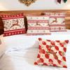 Retro Plaid Christmas Deer  Cushions Pillowcase Polyester Cushion Cover Throw Pillow Pillowcover Home Car Sofa Decor
