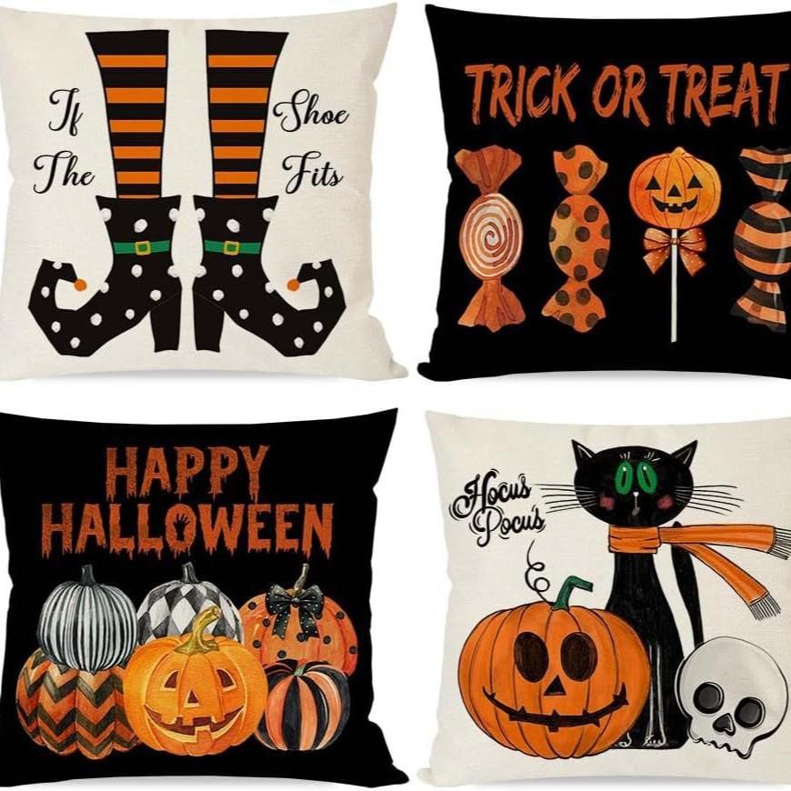 New Halloween Decoration Home Linen Pillowcase Funny Pumpkin Head Sofa Pillowcase Combination