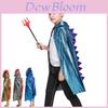 Halloween Dinosaur Costume Cape For Kids Dragon Dress Up Hooded Cloak Spiky Dinosaur Scales Design