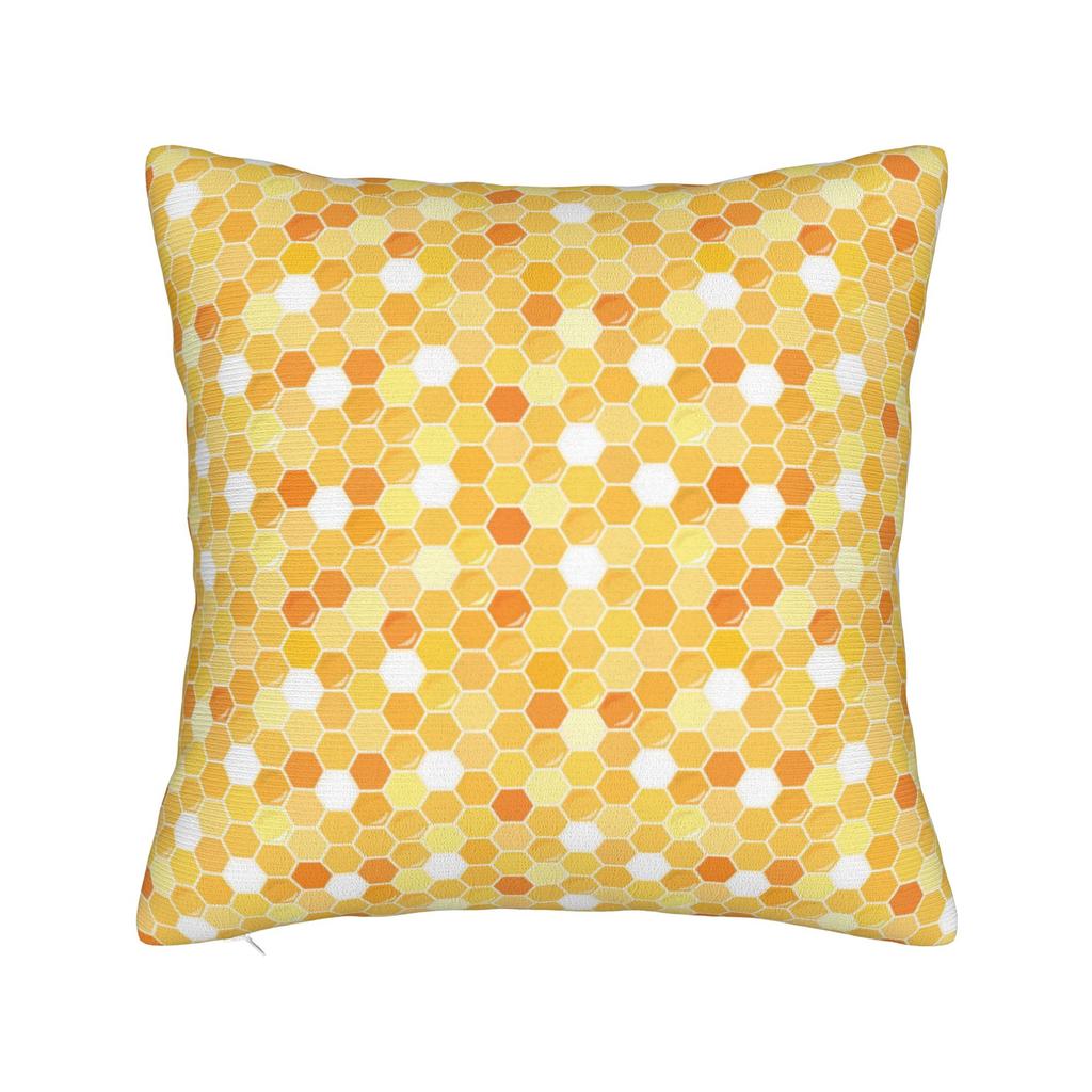 Pillow Cover Bee Pattern Honeycomb Kawaii Pillow Case For Sofa Couch Bed Living Room Pillowcases
