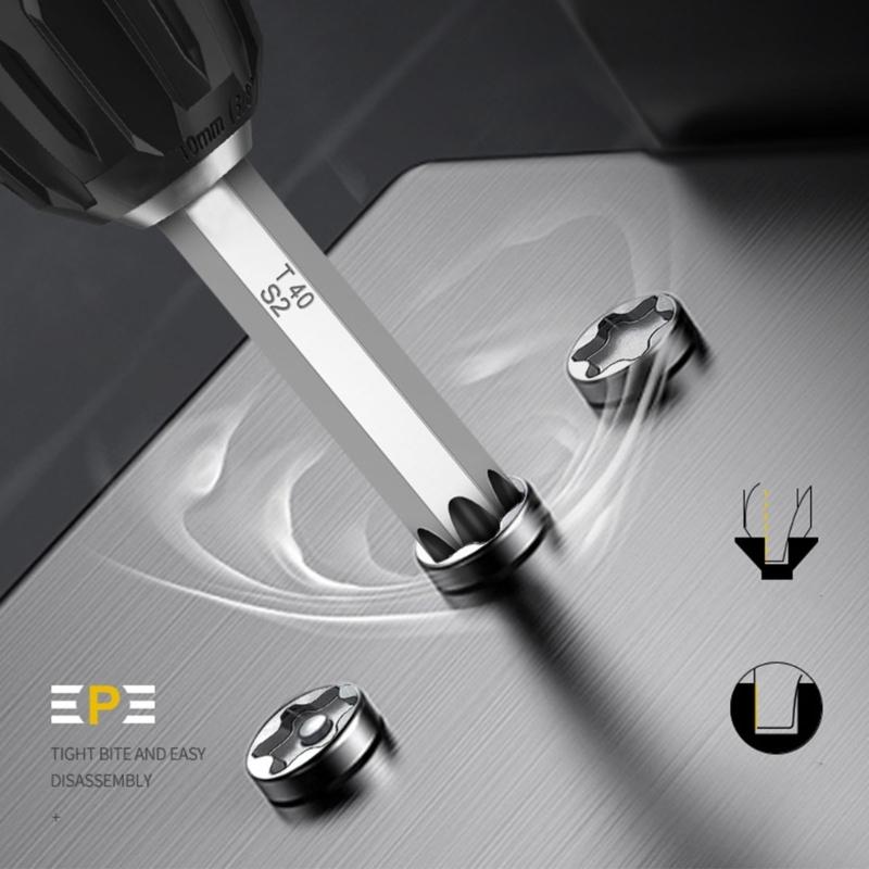 10Pieces Torx Head Screwdriver Bit Set Hex Shank Security Tamper Proof Screwdriver Drill Magnetic Screwdriver Bit Tool