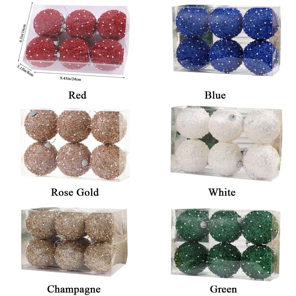 6Pcs 8cm Christmas Ball Ornaments Colorful Christmas Tree Pendants Wedding