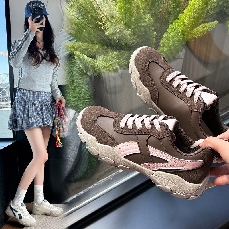 Thick-soled German training shoes women's spring and autumn 2025 new Korean version versatile round head lace-up college style casual sports