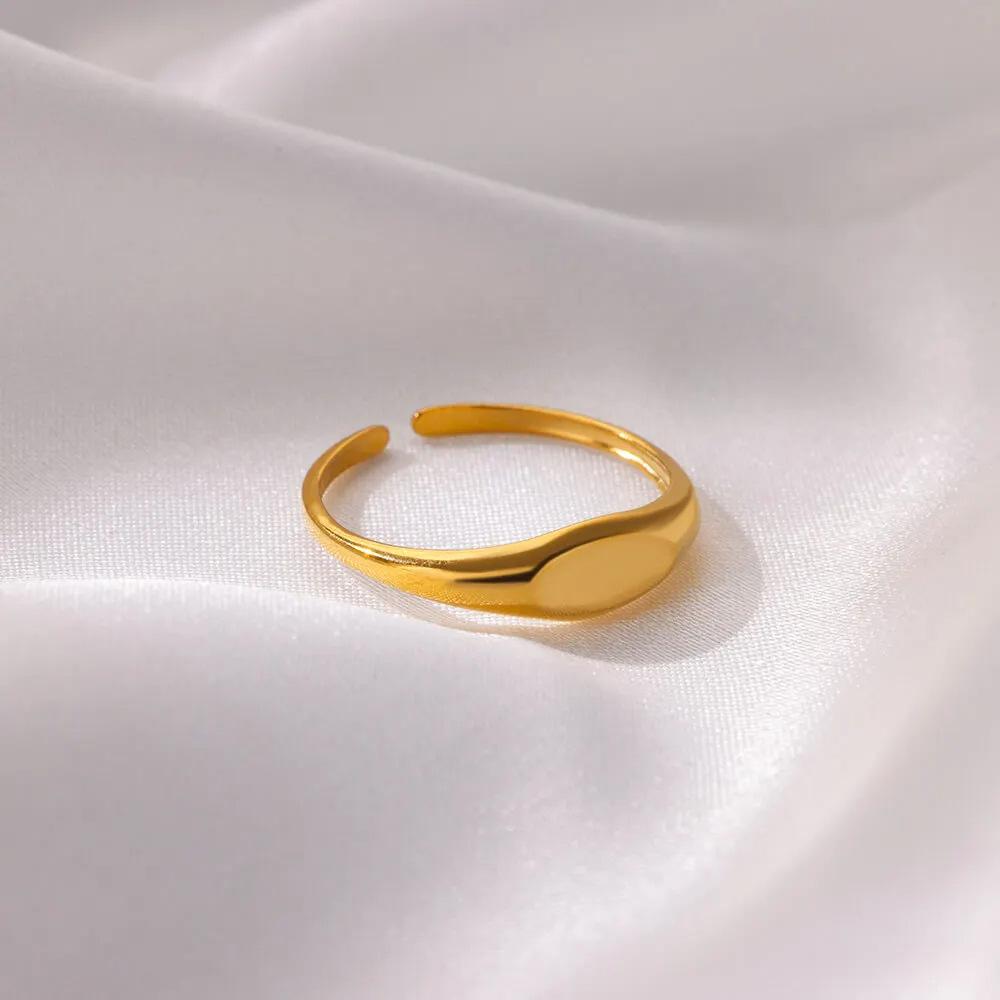 Vergoldeter Edelstahl personalisierter Wind einfacher schlichter Ring geometrischer Ring Schmuck Nische heiß verkaufend