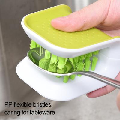 Spazzola per la pulizia delle posate a forma di U, setole rigide, per uso alimentare, senza BPA, riutilizzabile, design avvolgente, spazzola per coltelli, detergente per posate