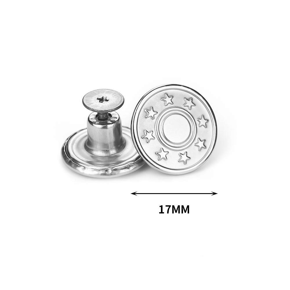 10Pcs Metal Jeans Buttons 17mm Replacement No-Sewing Screw Button Repair Kit Nailless Removable Jean Buckles Clothing Pants Pins