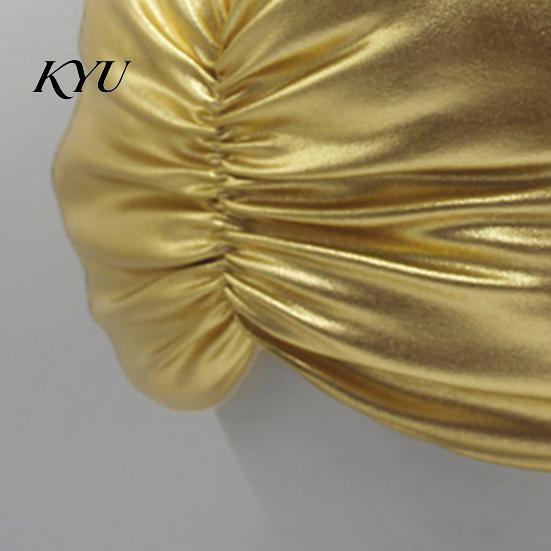 Gold Satin Carnival Headpiece Unisex Arab India Turban Hat, Golden Sultan Hat with Gem And Versatile Role Play Headgear Feather, Novelty Easter