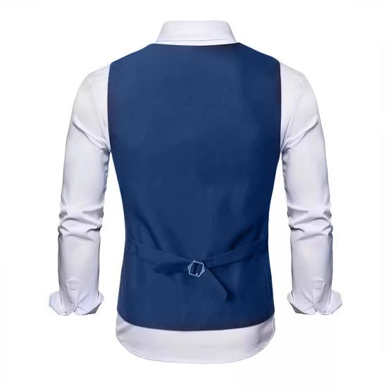 Ανδρικό γιλέκο V-λαιμόκοψη Αμάνικο μονόστομο παλτό με τσέπες Μονόχρωμο επαγγελματικό γιλέκο με λεπτή εφαρμογή