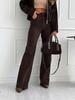 Jeans Donna Skinny Trendy Marrone Scuro – Alta Elasticità, Stile Europeo/Americano, Pantaloni in Denim Casual Micro-Svasati per il 2026.