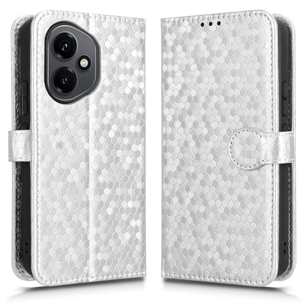 

For Honor 400 Wallet Case Dot Pattern Imprint PU Leather Phone Cover Silver