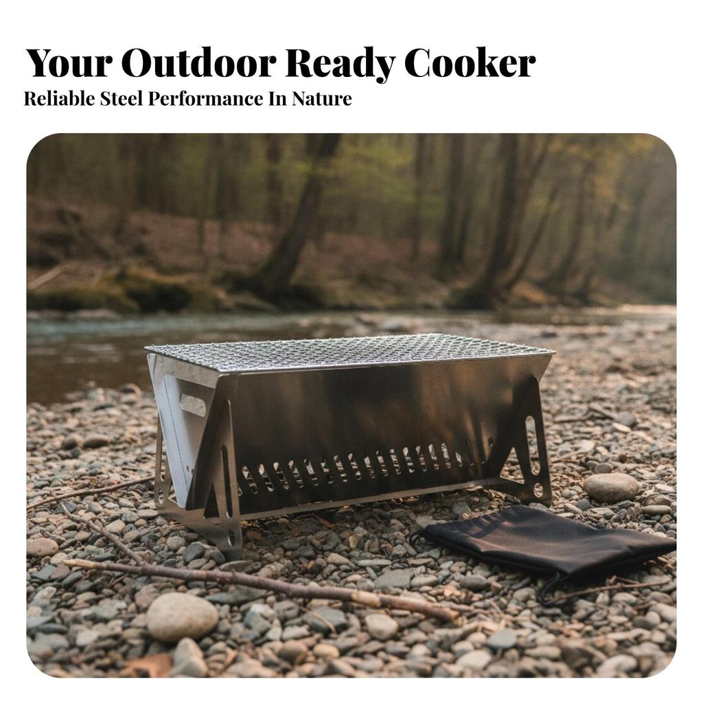 Folding Camp Stove with Grilling Rack | Ventilated Side Panels for ventilation,