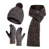 3-teiliges Winter-Set aus warmer Strickmütze, Touchscreen, Handschuhe und Schal für Damen und Herren, Skifahren, Skaten, Camping, Fahren, Outdoor-Sport, Geschenke