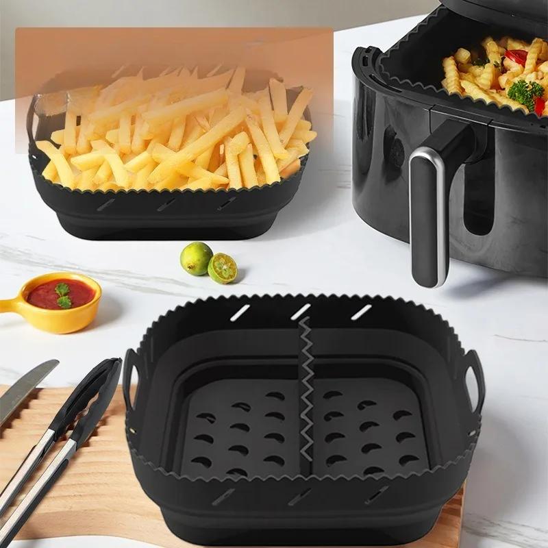 Rectangular 10.4L 5.2L Air Fryer Silicone Tray Set Square 8.5 Inch Non Stick Baking Mat Reusable Kitchen Bakeware Accessory