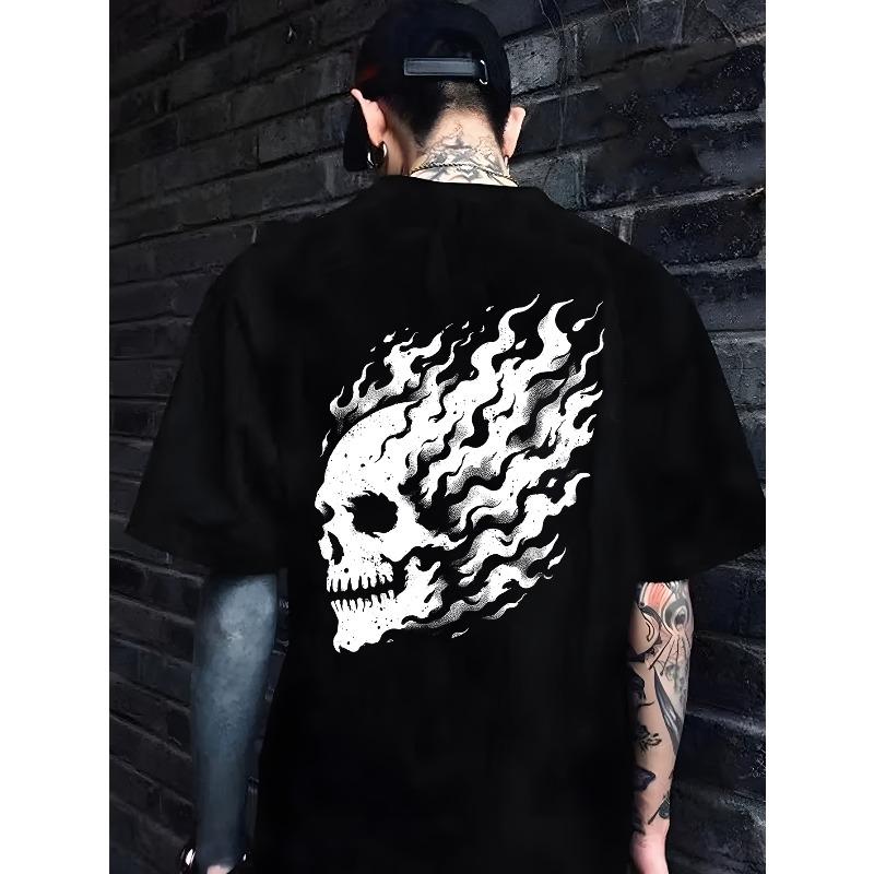 

Y2K Style Skull Print T-Shirt, Breathable, Short Sleeves - The Perfect Streetwear for Men 4XL