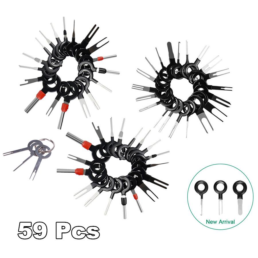 59 Pcs Auto Car Plug Circuit Board Wire Harness Terminal Extraction Pick Connector Crimp Pin Back Needle Remove Tool Set