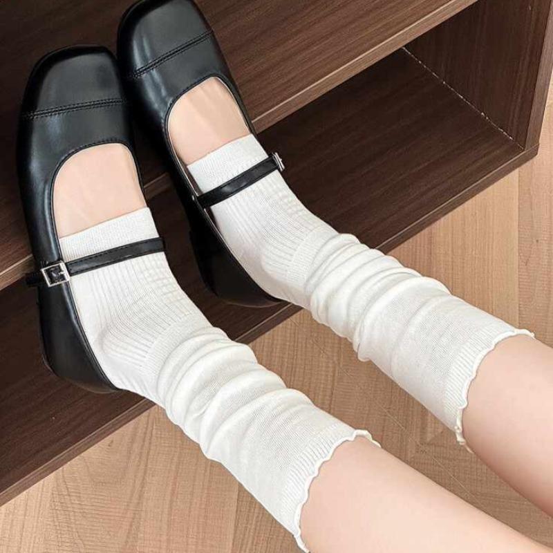 1-2pairs New Korean Sweet Ballet Style Long Stocking Women's Lace Pile Socks Academy Style Versatile Half Foot Socks