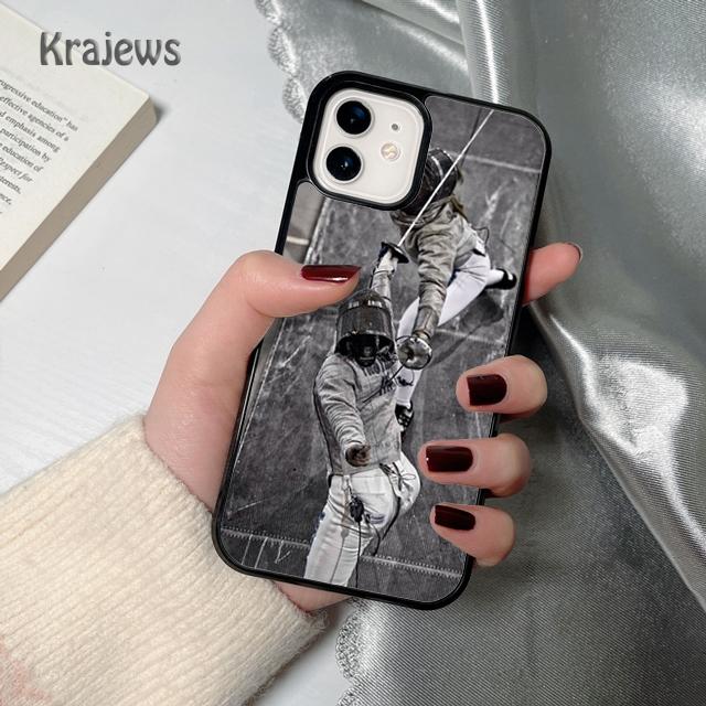 Krajews Fencing Sport soft Phone Case Cover For iPhone 16 15 14 plus XS XR 11 12 mini 13 pro max coque Shell Fundas