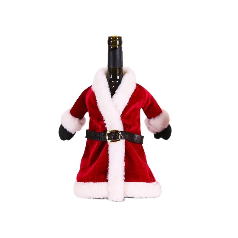 

Dress Style Christmas Red Wine Bottle Covers Santa Claus Coat Champagne Cover for Xmas Home Party Dinner Table Decoration 2026