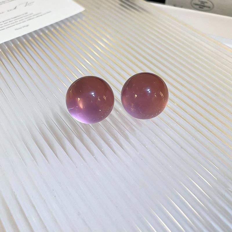 Dopamine color resin ball star earrings stud earrings women s earrings design sense