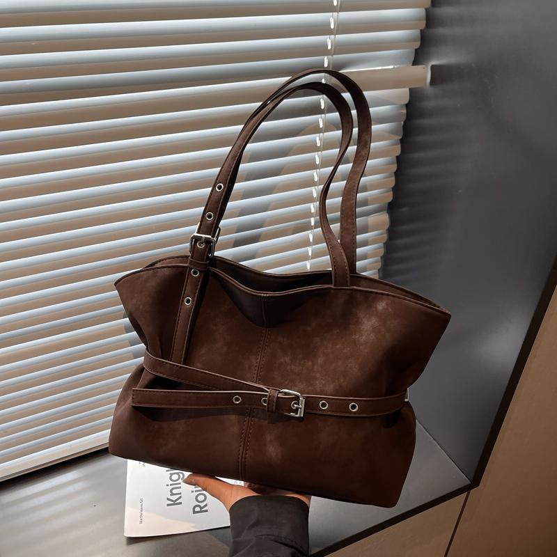 Trendy Fashion Simple Belt Buckle Retro Women's Underarm Bag Elegant Shoulder Bag Very Suitable for Daily Life, Shopping, and Women's Holiday Gifts