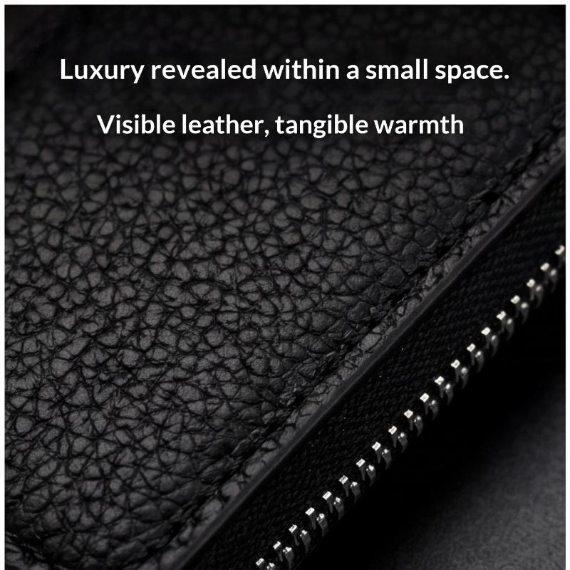 PU Leather Zipper Key Organizer for Men and Women Perfect for Daily Car Key Management
