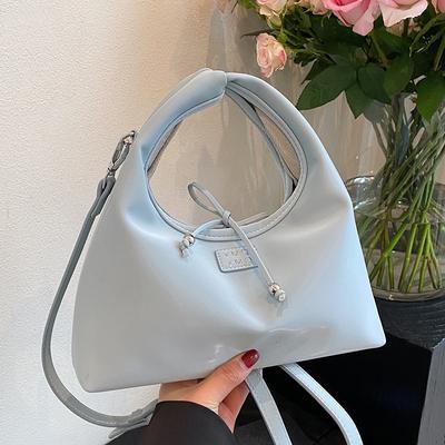 Korean Version of Casual Versatile Soft Leather Portable Dumpling Bag Women's Spring and Summer Popular Small Fresh Simple Wind Light Messenger Bag