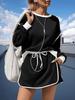 Women's Two Piece Oversized Crop Sweatshirt and High Waist Skirt Set Tennis Running Sport Outfit