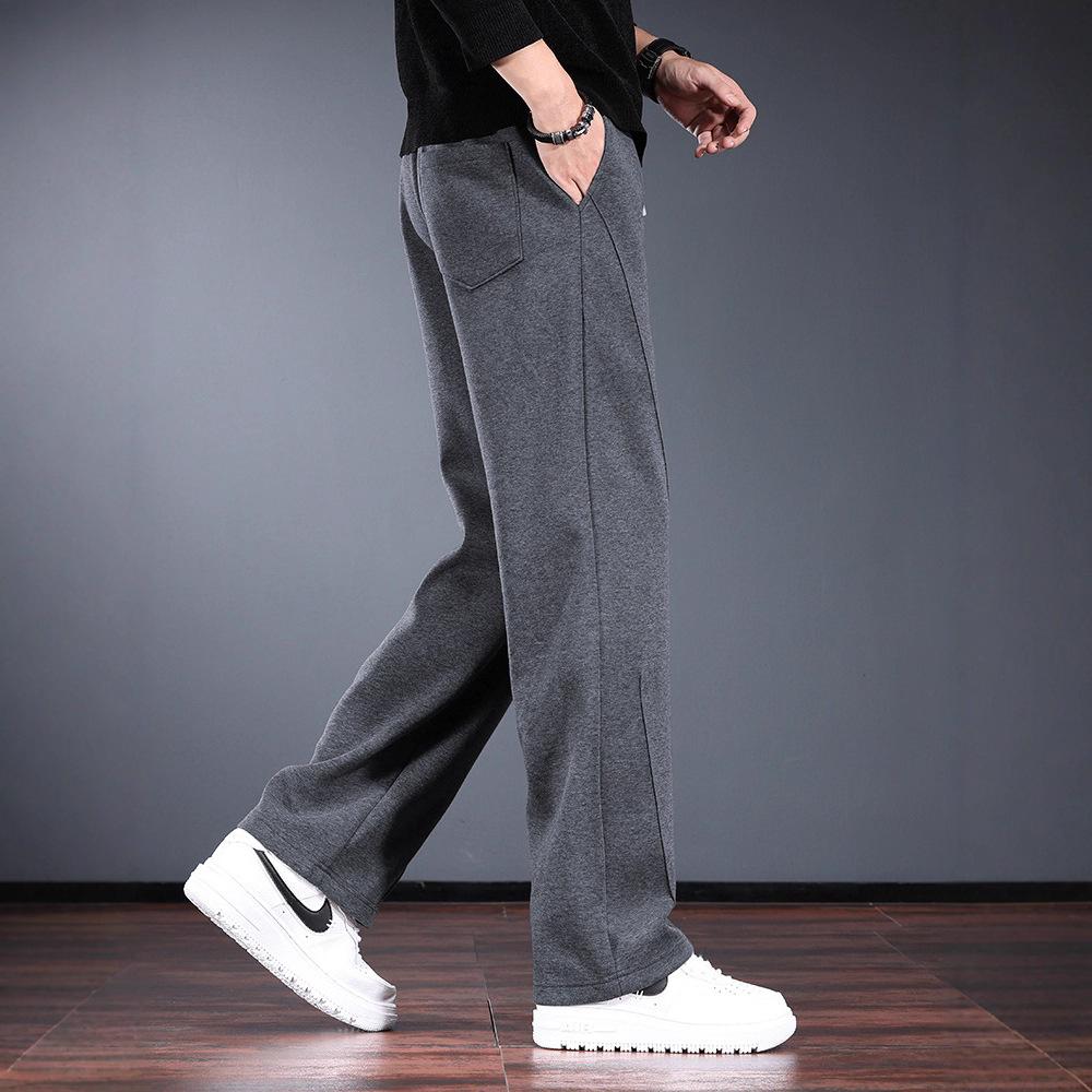 High-end sweatpants men's autumn and winter loose straight wide legs trendy brand drape solid color sports casual versatile long pants
