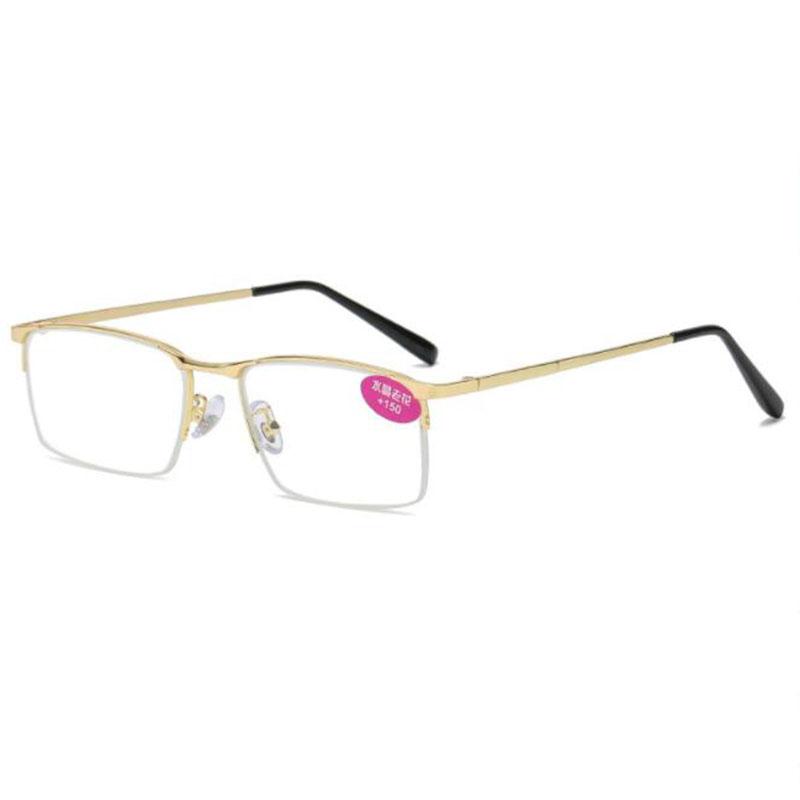 

Crystal Glass Tea Lenses Half Frame Square Presbyopic Eyeglasses Fashion Scratch Resistant Hyperopia Sunglasses +1.0 +1.5 To +4 +100