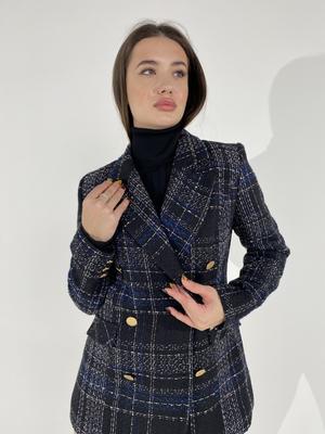 Karierter Blazer Fi More 5504 36 Schwarz-Blau