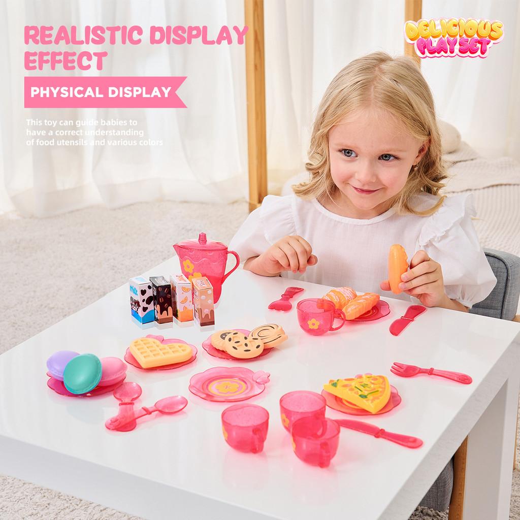 Colorful Eating Utensils Playset With Realistic Kitchen Accessories Storage Box For Children