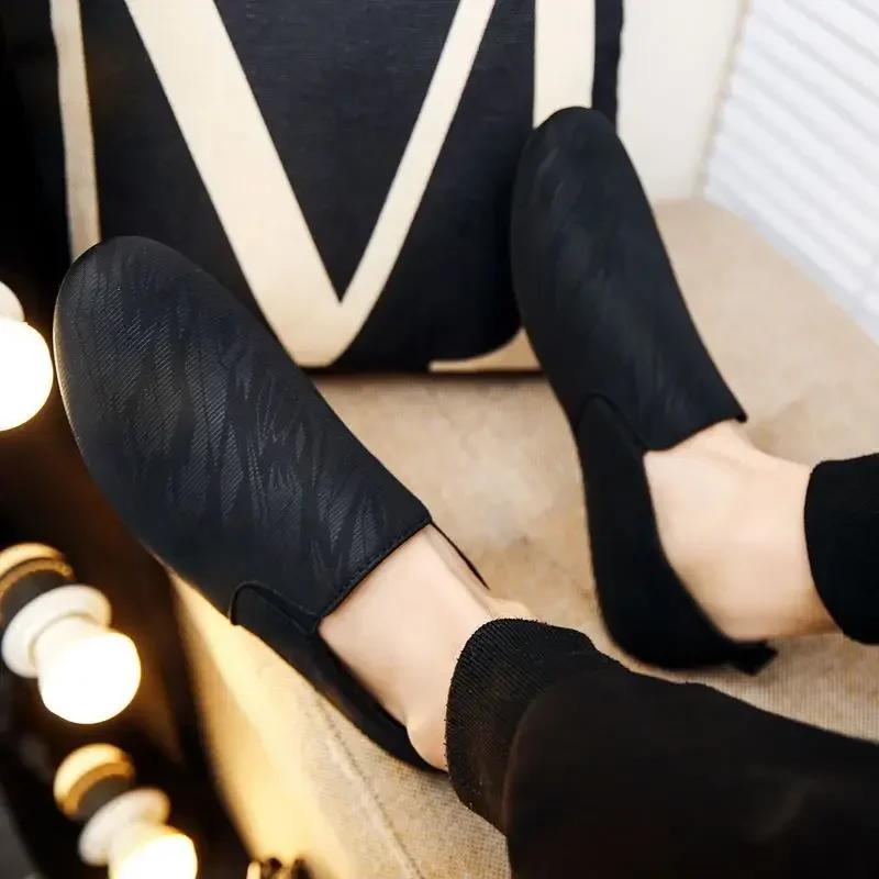 Fashion Men's Leather Shoes Flat Slip-on Comfortable Retro Footwear Offer Male Casual Shoe Cheap Clearance 2025 Trend New In Elegant