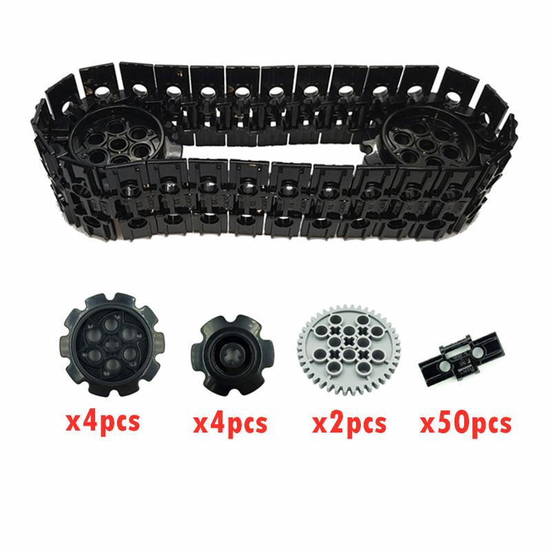 Technical Parts 3711 3873 57518 57519 Building Block Brick Link Tread Sprocket Tanks Tracks Rivets Mechanical Engineering Toys