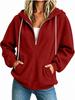 New European and American Women's Clothing Semi-zipper Hooded Sweater Loose Long-sleeved Drawstring Casual Top Spot Women