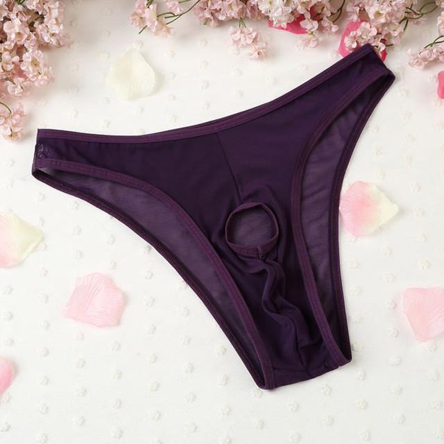 Sexy Underwear Men Passion T-back Perspective Gauze Hole Underpant Sexy Lingerie Men Underwear Solid Sexy Lingerie